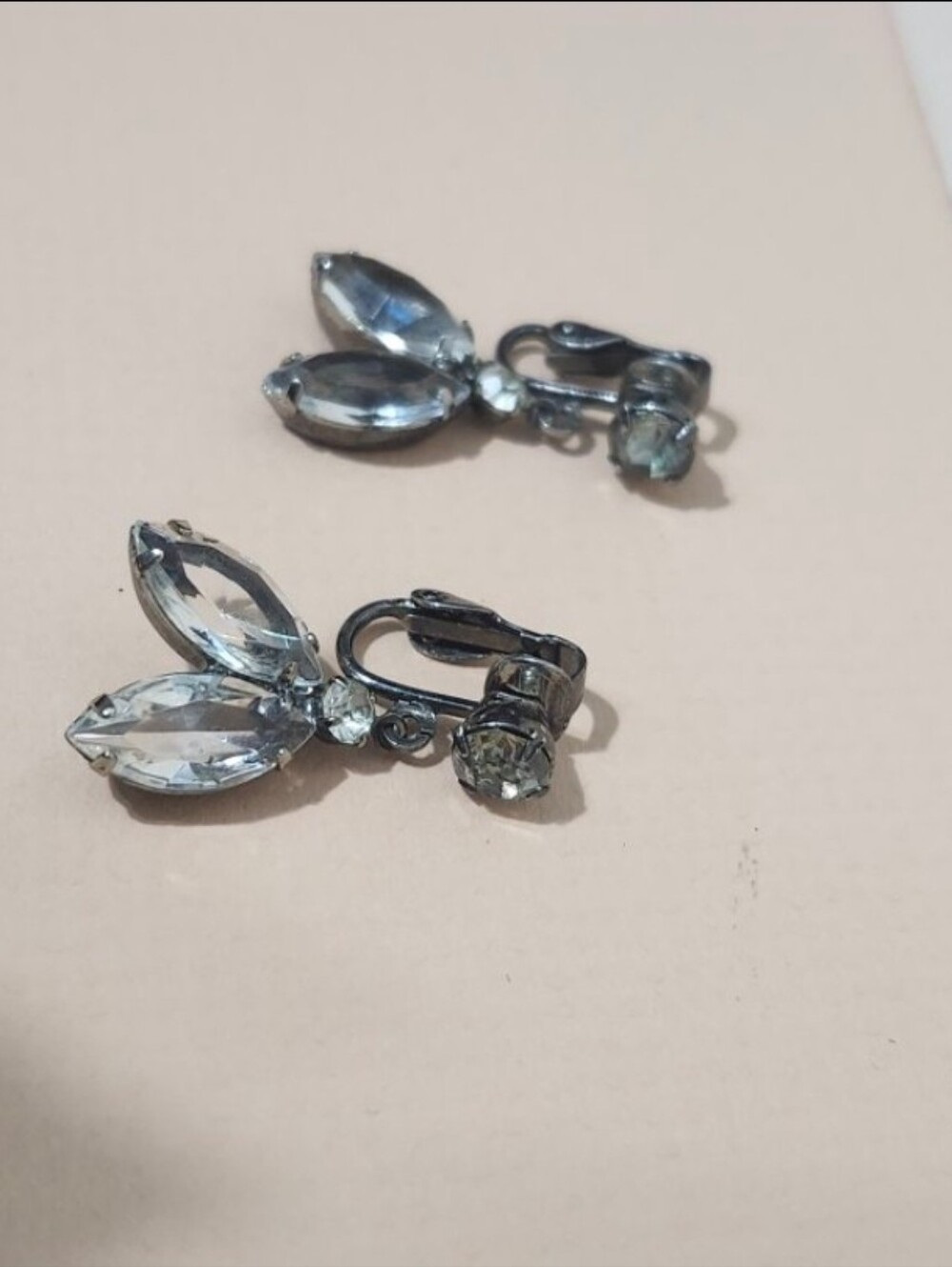 RARE Early Juliana Marquise Drop Clip-on Earrings